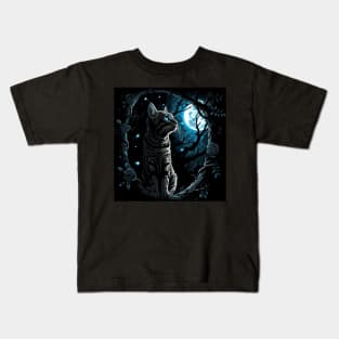 Bengal Cat And The Moon Kids T-Shirt